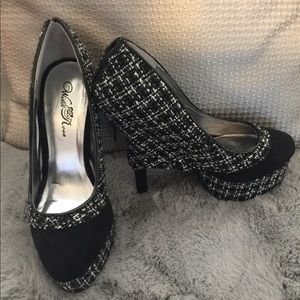 Black and White Suede Heels